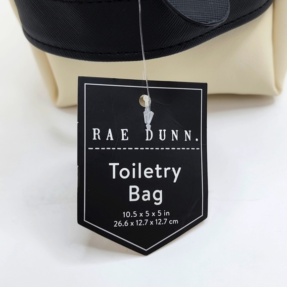 RAE DUNN TOILETRY BAG, CREAM COLOR WITH TWO STORAGE POCKETS INSIDEE - Picture 9 of 12